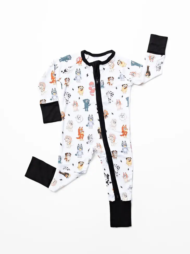 Blue Dog & Friends Zipper Romper