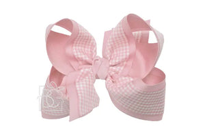 Lt Pink Layered Gingham Bow